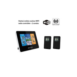 Station météo couleur wifi radio contrôlée - Intérieure Extérieure, -40 à +70°C Horloge App Portée 60m 2 Sondes extérieures Incluses