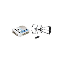 ME - Antenne d'extérieure Trinappe 26dB uhf tronic 415044 Filtre 4G intégré + Amplificateur tv tnt Intérieur 8 sorties Blanc 372018
