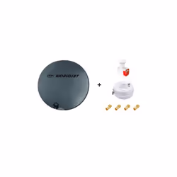 Antenne Parabole Fibre SMC 75cm Anthracite WORLDSAT + LNB Twin 0,1 dB HD 4K + Câble Coax Twin 25m + 4 Fiches F Or - Visserie ...