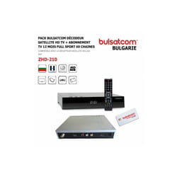 Pack Bulsatcom Décodeur Satellite hd tv ZHD-210 + Abonne ME nt tv 12 Mois 69 chaines, Full Sport Bulgarie via Antenne Satellite Hellas 39°Est