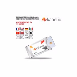 Pack Module Kabelio CI+ Cam + Abonnement Tv 12 mois bouquet Suisse 47 chaînes Européennes Françaises Allemandes Italiennes An ...