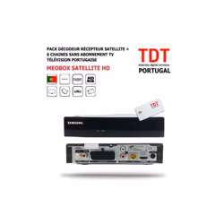 Pack Décodeur Récepteur Satellite MeoBox HD Télévision Portugaise Par SAT + 6 Chaines, HD, Sans Abonnement TV, Digitale Pack ...