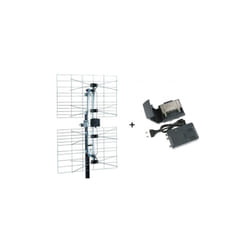 ME - Kit Antenne Panneau uhf Extérieure tnt hd + Préampli Etanche uhf Réglable 1 entrée 1 sortie + Ali ntation 220V - Gain 15dB+38dB