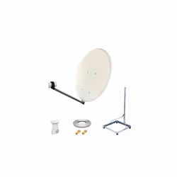 Kit Antenne Parabole 65 cm Acier + Support balcon Acier 1m pour dalle béton 50X50cm + LNB single + Câble coax 25m + 2 fiches ...