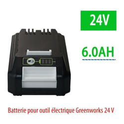 M-e - Batterie aste Eddie Ion pour outils électriques Greenworks, remplacement, 24V 6000mAh, compatible 20352, 22232