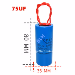 Condensateur de démarrage avec coque en plastique, cellule électrolytique, CD60, 450V, 450ylique, 75UF Les condensateurs de d ...