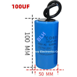 M-e - Condensateur de démarrage avec coque en plastique, cellule électrolytique, CD60, 450V, 450ylique, 100UF 100x50mm