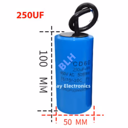 Condensateur de démarrage avec coque en plastique, cellule électrolytique, CD60, 450V, 450ylique, 250UF Les condensateurs de ...