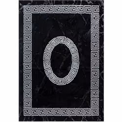 ISPA - Tapis Baroque Noir et Blanc - Style: Baroque - Motif: Oriental - Forme: Rectangle - Couleur: Noir et Blanc - Hauteur:  ...