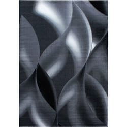 Mia - Tapis à vagues abstrait (Noir - 80x150cm)