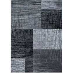 Plus - geo - Tapis Géométrique à carreaux - Anthracite et Gris (80x150cm)