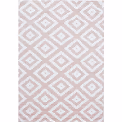 SCANDINAVE Tapis Nordic à Losanges - Rose et Blanc - Style: Scandinave - Motif: Losanges - Forme: Rectangle - Couleur: Rose e ...