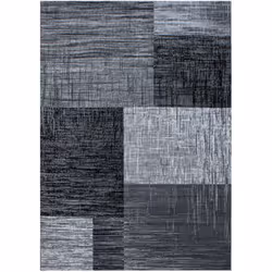 GEO - Tapis Géométrique à carreaux - Anthracite et Gris - Style: Géométrique - Motif: Carreaux - Forme: Rectangle - Couleur: ...