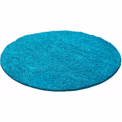 SHAGGY - Tapis Uni Rond - Turquoise