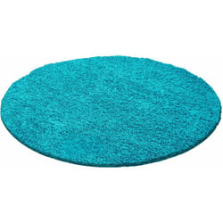 Life - Tapis Rond Shaggy Uni Poils Longs Tapis Salon Chambre (Turquoise - 80x80cm)