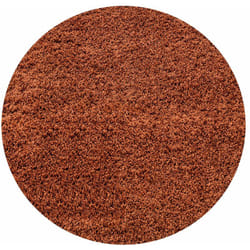 Life - Tapis Rond Shaggy Uni Poils Longs Tapis Salon Chambre (Terracotta - 80x80cm)