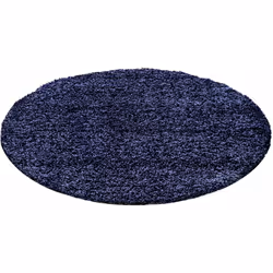 SHAGGY - Tapis Uni Rond - Bleu Foncé