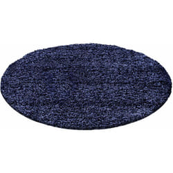 Life - Tapis Rond Shaggy Uni Poils Longs Tapis Salon Chambre (Bleu - 80x80cm)