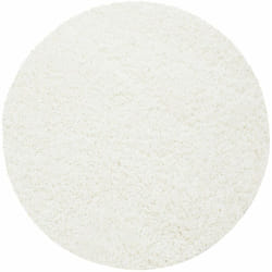 Tapis Rond Shaggy Uni Poils Longs Tapis Salon Chambre (Blanc - 80x80cm)