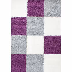 SHAGGY - Tapis à Carreaux - Violet