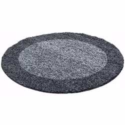 SHAGGY - Tapis à Bordures Rond - Gris
