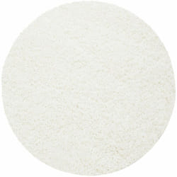 Life - Tapis Rond Shaggy Uni Poils Longs Tapis Salon Chambre (Blanc - 200x200cm)