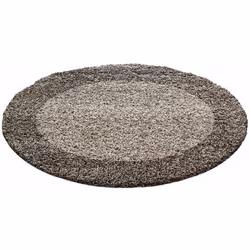 SHAGGY - Tapis à Bordures Rond - Taupe