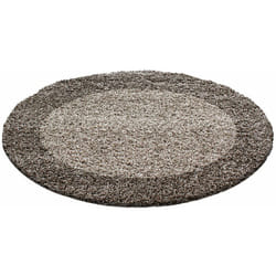 Life - Tapis Rond Shaggy Poils Longs Bicolore (Taupe - 160x160cm)