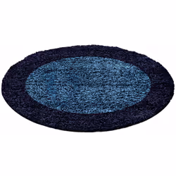 SHAGGY - Tapis à Bordures Rond - Bleu Foncé