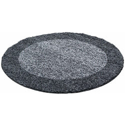 Life - Tapis Rond Shaggy Poils Longs Bicolore (Gris - 160x160cm)