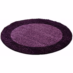 SHAGGY - Tapis à Bordures Rond - Violet