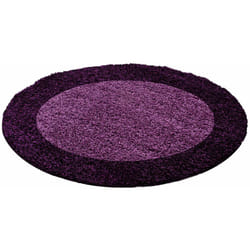 Life - Tapis Rond Shaggy Poils Longs Bicolore (Violet - 120x120cm)
