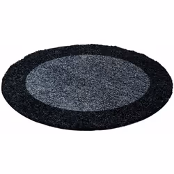 SHAGGY - Tapis à Bordures Rond - Gris Foncé