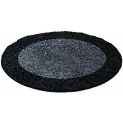 Life - Tapis Rond Shaggy Poils Longs Bicolore (Anthracite - 120x120cm)