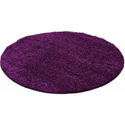 Tapis Rond Shaggy Uni Poils Longs Tapis Salon Chambre (Violet - 120x120cm)