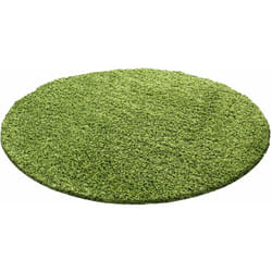 Life - Tapis Rond Shaggy Uni Poils Longs Tapis Salon Chambre (Vert - 120x120cm)