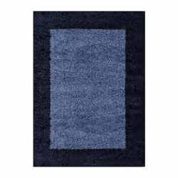 SHAGGY - Tapis à Bordures - Bleu Foncé