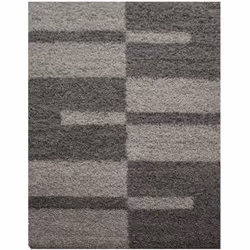 ROMA - Tapis Shaggy à motifs Traits - Taupe et Beige Réchauffez votre intérieur en apportant de la structure à votre décorati ...
