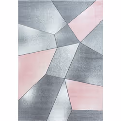 MARBRE - Tapis Géométrique effet marbre - Rose & Gris Le tapis MARBRE aux motifs géométriques attire le regard par son origin ...