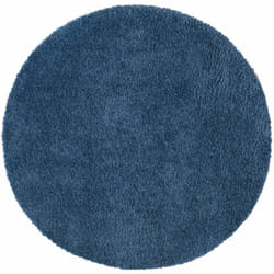 City - Tapis Rond à Poils Longs doux softy, Tapis de Salon, Chambre, Couloir (Bleu marine - 120x120cm)