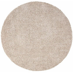 Tapis Rond à Poils Longs doux softy, Tapis de Salon, Chambre, Couloir (Beige Sable - 80x80cm)