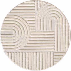 Tapis rond à relief Lena Crème 80x80cm