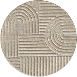 Tapis rond à relief Lena Beige 80x80cm