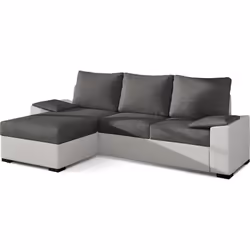 Canapé dangle convertible - en tissu gris et simili blanc angle gauche (vu de face) - LUCAS