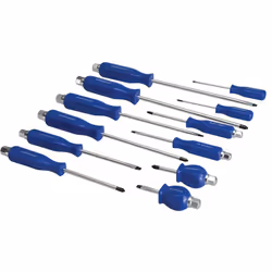 12 Tournevis à lame traversante avec tête à frapper. Poignées ergonomiques en plastique ultra-résistant. Lames continues. Têt ...