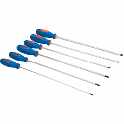 Assortiment de 6 tournevis extra-longs pour les vis difficiles d'accès. Tiges extra-longues de 325 mm en acier chrome-vanadiu ...