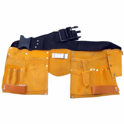 Ceinture à double sacoche pratique, en cuir, et à double poche de 300 x 200 mm. Comprend : 11 pochettes, 2 porte-marteaux, 1  ...