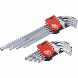 Ensemble de 18 clés mâles 6 pans et Torx pour vis inviolables : Jeu de 9 clés 6 pans mâles / 6 pans mâles avec tête sphérique ...