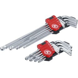 Bgs Technic - Lot 18 cles coudees longues profil torx t10 - t50 et six pans males 1,5 - 10mm