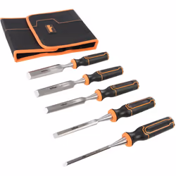 Ensemble de 5 ciseaux à bois TRITON de 6, 13, 19, 25 et 32 mm. Lames en acier chrome-vanadium trempé offrant performance et n ...